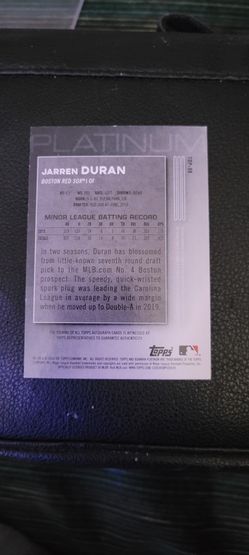 Jarren Duran Bowman Platinum Autographed 02/10 (Red Refractor) Thumbnail