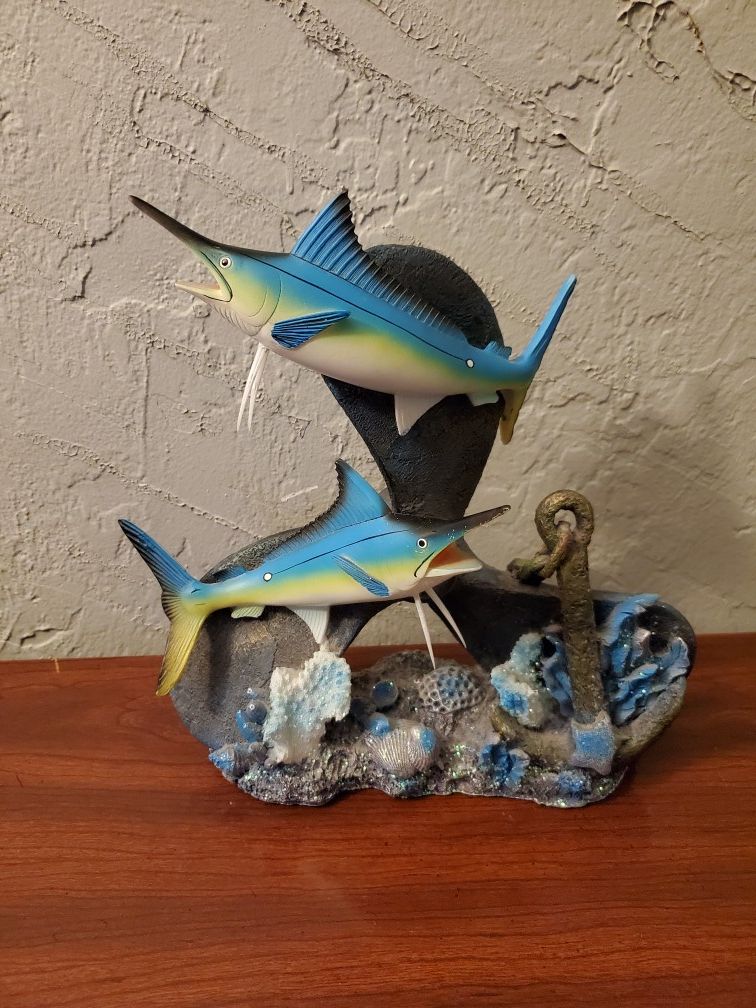 Fishes on propeller with glittery shells decor beach theme coastal nautical