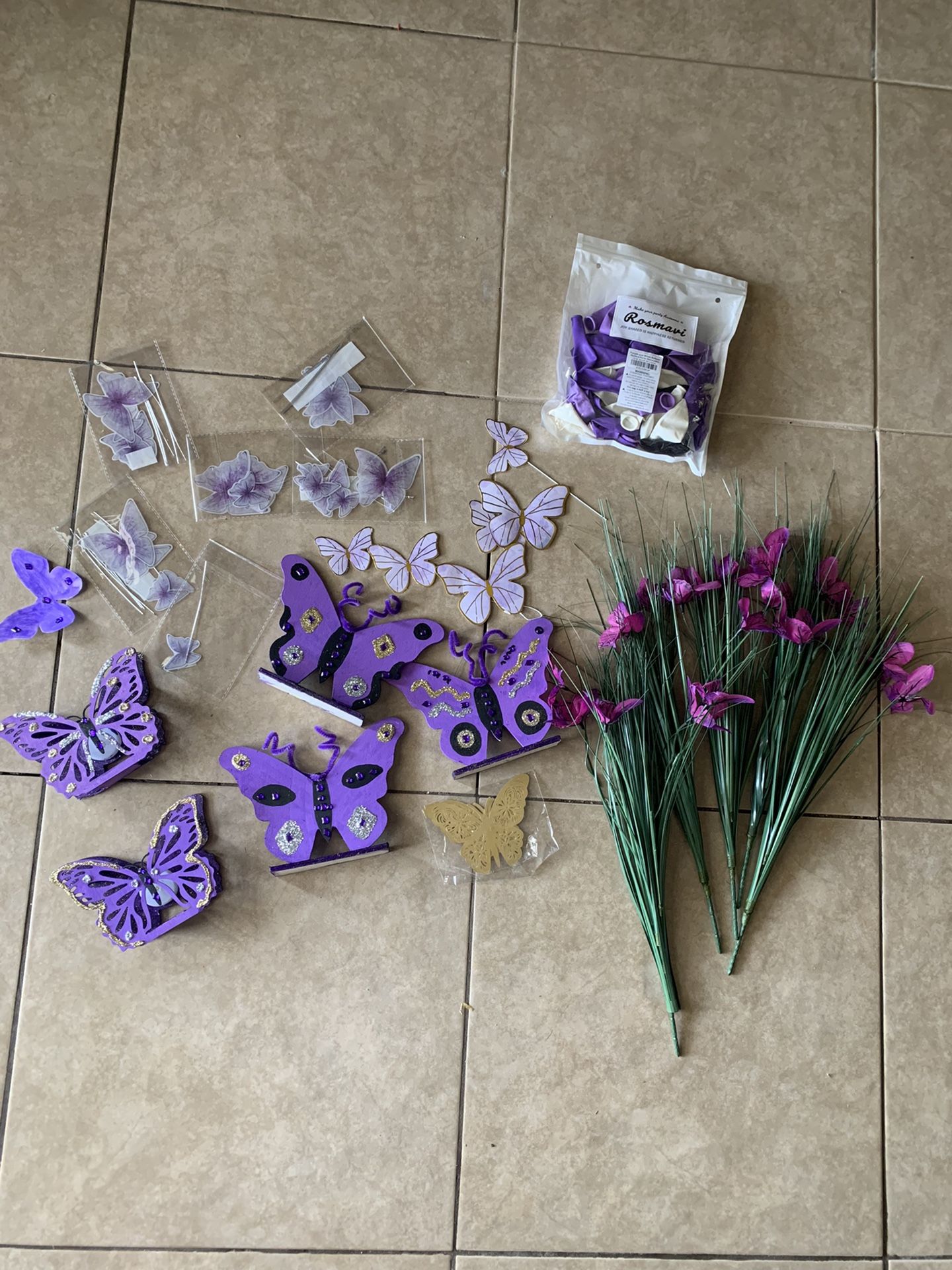 Purple Butterfly Party Decorations Number 1 Balloons