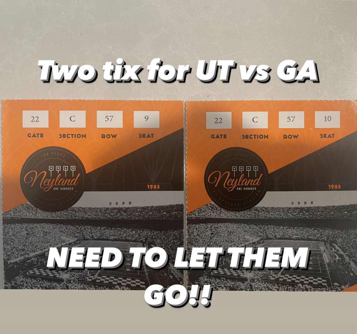 UT vs GA (Tennessee Vs Georgia) Nov 13th - Two Tickets 