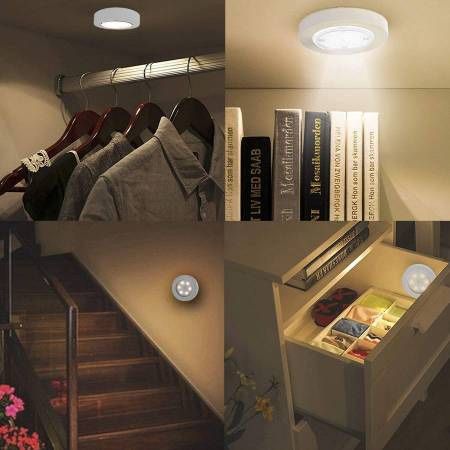 Super Bright Tap Lights Touch Stick on Lights Closet Light Push Puck Night Light Battery Operated for Closet Cabinet Bedroom Storage Shed Hallway Stai