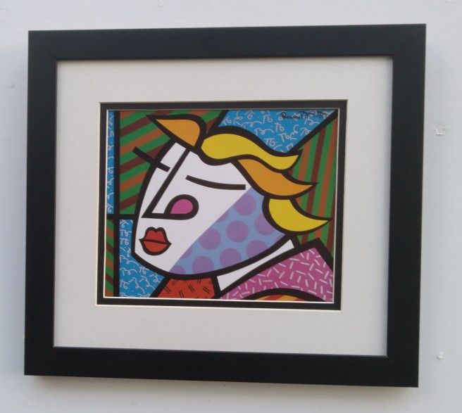 Romero Britto Monica Pop Art Signed Framed
