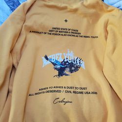Civil Regime X Champion Rebel Youth Mens Large Yellow Graphic Eagle Hoodie Thumbnail