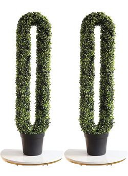 momoplant U-Shaped Artificial topiaries Plants 43In-3.6FT Topiary Boxwood Plant Tree Fake Feaux Spiral Outdoor/Indoor, (Set of 2 ) Thumbnail