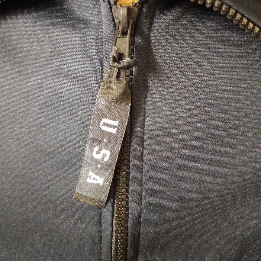 USOC Men's XL Track Warm Up Jacket Full Zipper 2 Pockets Made In USA Black GUC