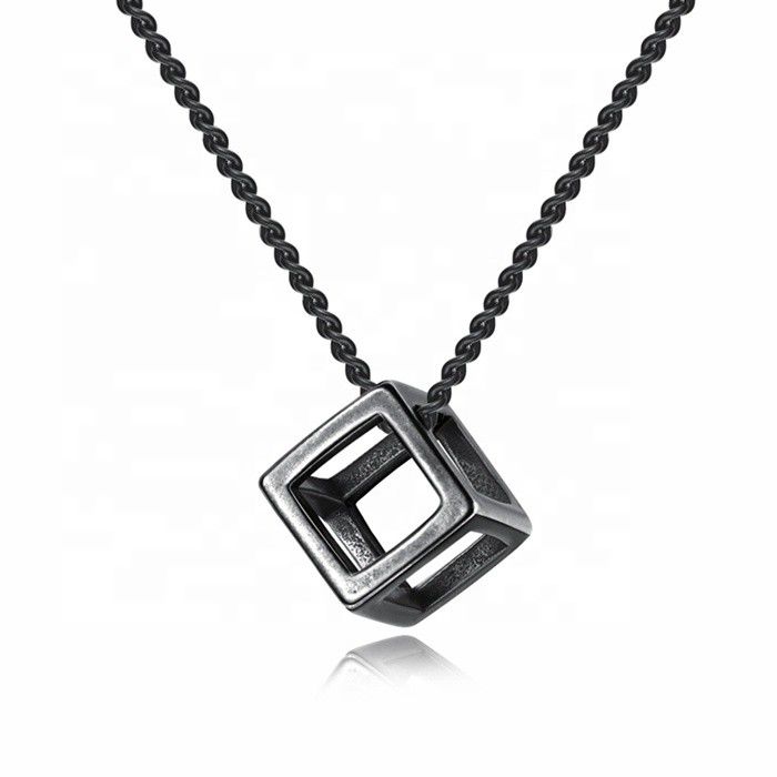 "Fashion Style Simple Square Hollow Out Small Box Pendant Necklace, N90201P156
 
 