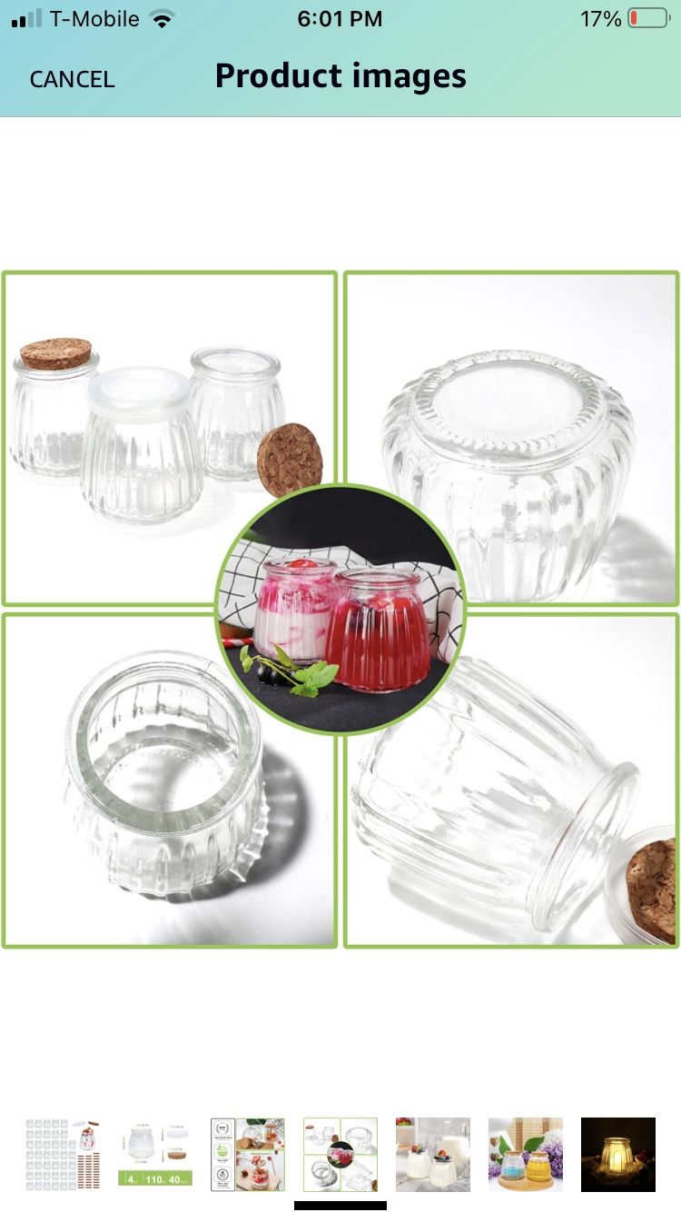 Mini Yogurt Jars 40 Pack, 4 oz Glass Pudding Favor Jars with Cork Lids and PE Lids, Glass Pudding jars, Glass Containers , Mason Jar Wedding Favors Ho