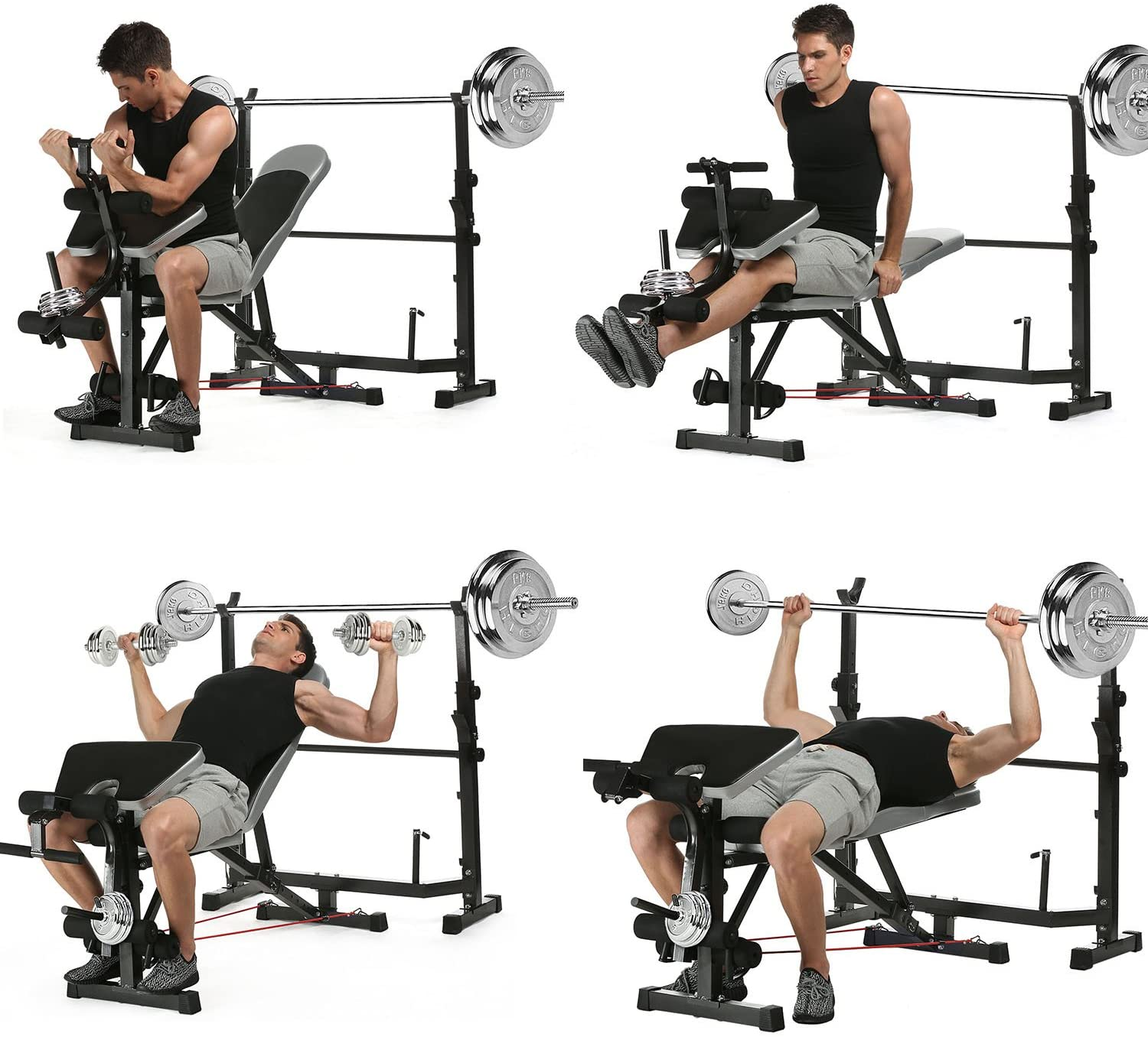 🏋🏼♀️💪🏻 Weight Bench Multi Functional Use- Preacher Curl, Squat Rack, Leg Press, 660lb Capacity
