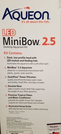 AQUEON (LED) MINIBOW 2.5 GALLON AQUARIUM FISH TANK W/ORG. BOX & MANY EXTRAS FOR BETTAS Thumbnail