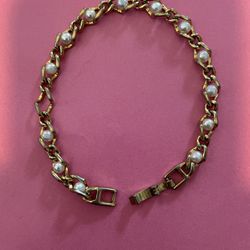 Real Gold And Pearl Chain Anklet/Bracelet Thumbnail