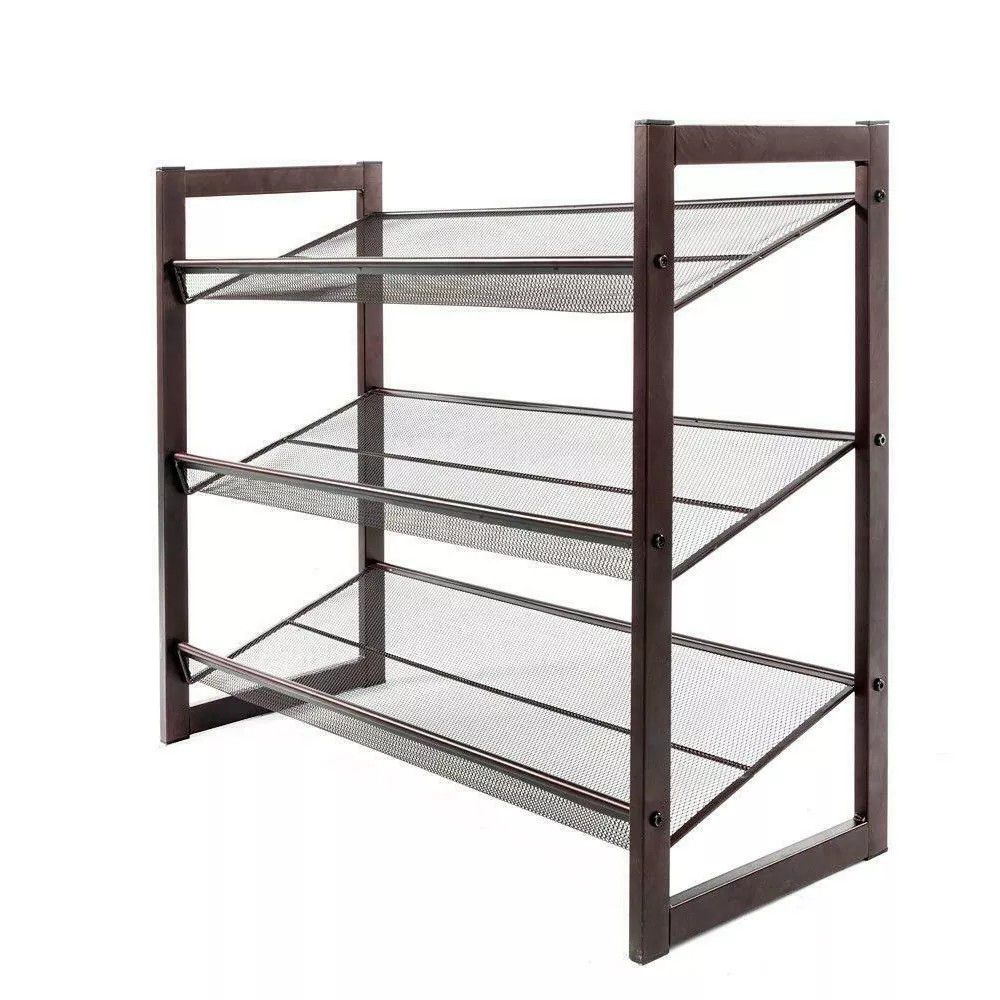 3-Tier Metal Shoe Rack Shelf Storage Organizer, 12 Pair