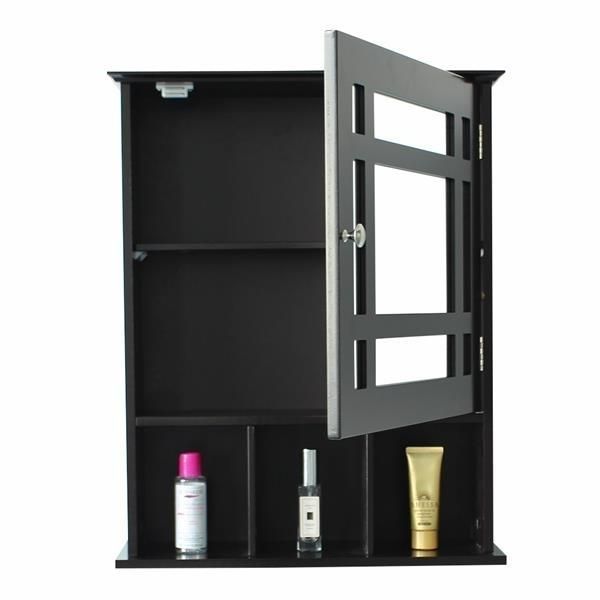 Single Door Three Compartment Storage Bathroom Cabinet - Grey-brown