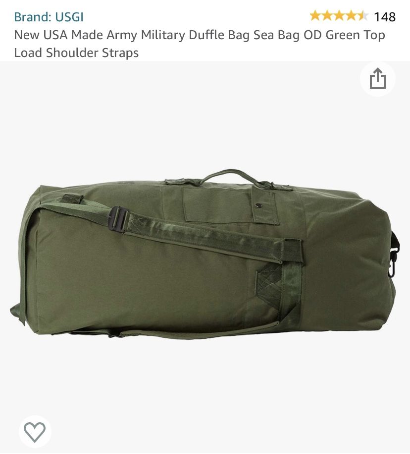Army Army Military Duffle Bag Sea Bag OD Green Top Load Shoulder Straps