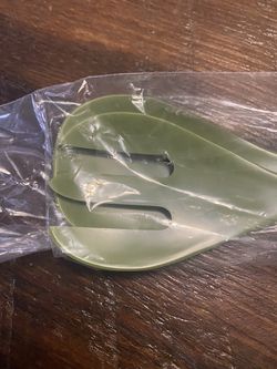 Vintage Melamine Raffiaware Serving Spoon Salad Spoon Utensils Green.  Still in original unopened package 20” long and 2 1/2” diameter   Thumbnail
