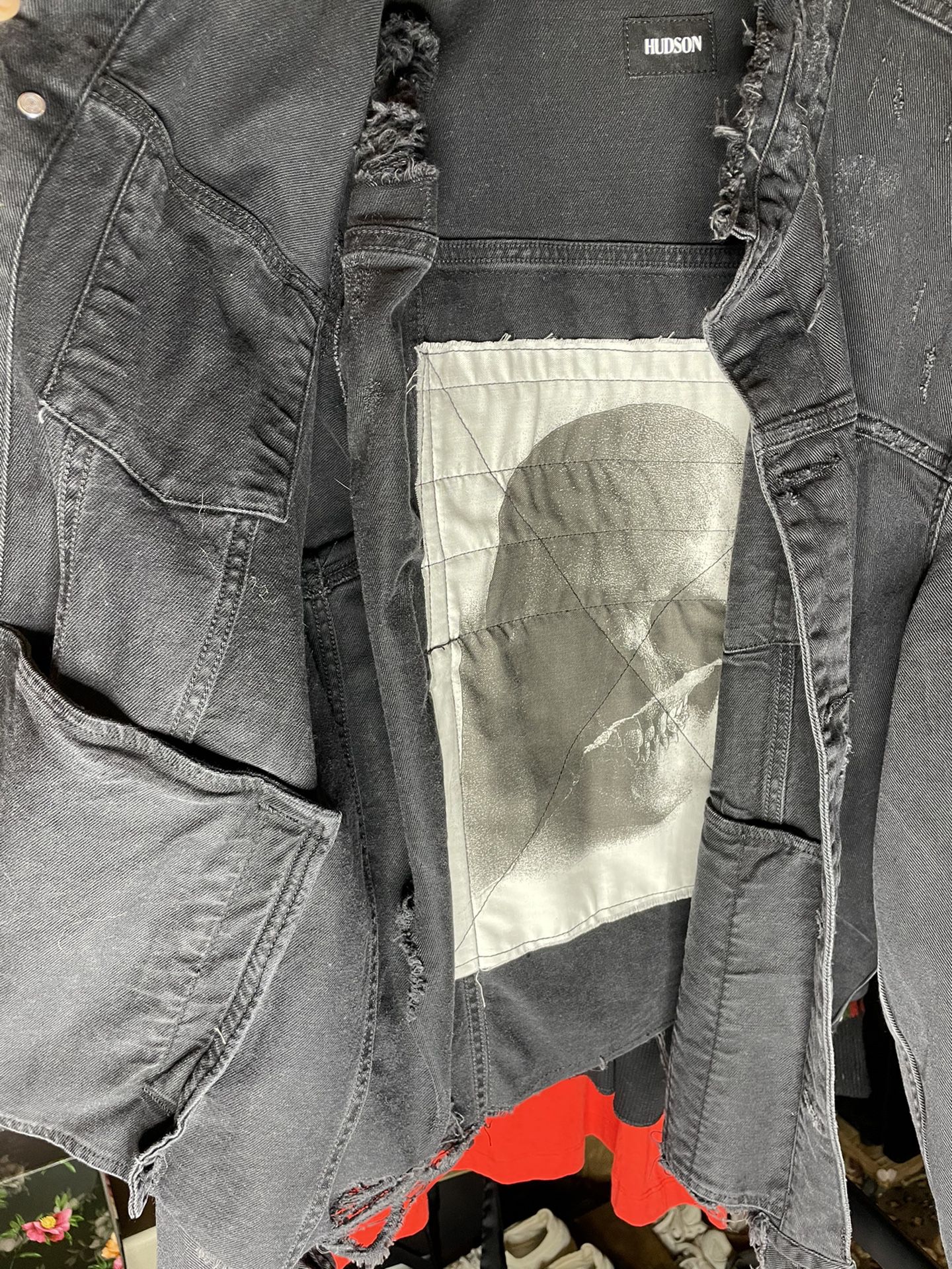 Hudson Jeans Men’s And Unisex Denim Jacket XL (limited Skull Print)
