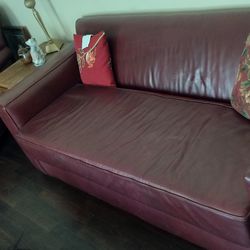 Red Leather Couch And Chair And Ottoman  Thumbnail