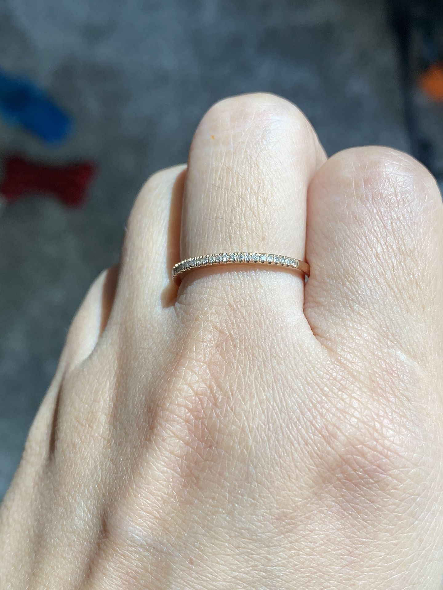 14k Rose Gold Diamond Thin Band