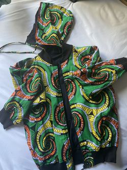 Ankara African Fabric Bomber Jacket Hoodie  Thumbnail
