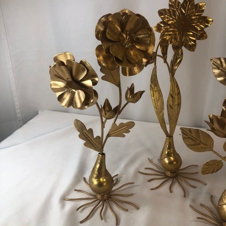 Metal Golden Flowers Set Decoration