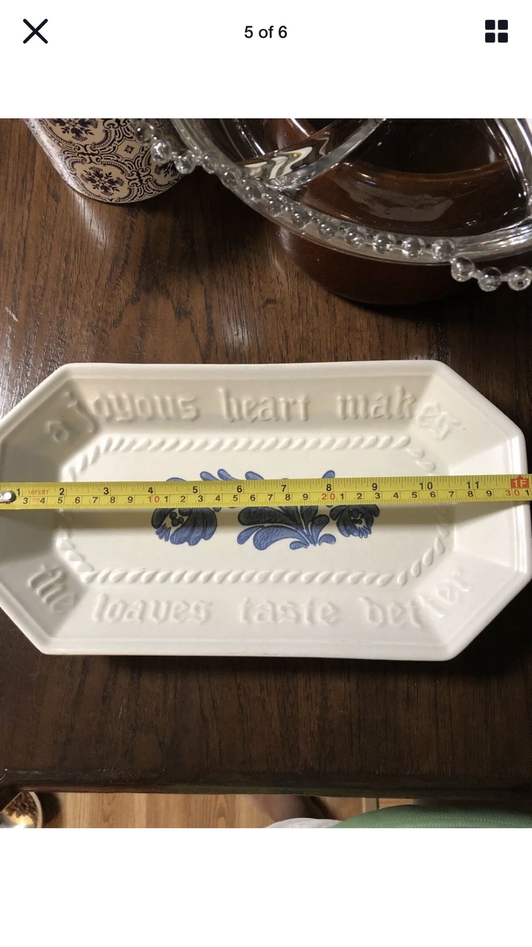 Pfaltzgraff Yorktowne Joyous Heart Bread Serving Tray / Plate / Dish USA