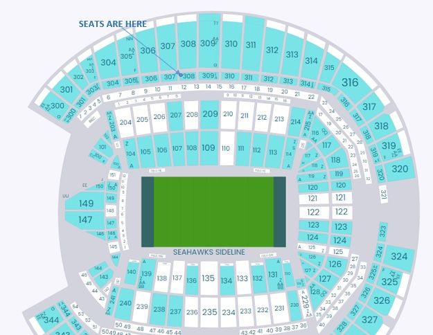 2 Seattle Seahawks Vs Jacksonville Jaguars Tickets, 35 Yard Line, Aisle Seat