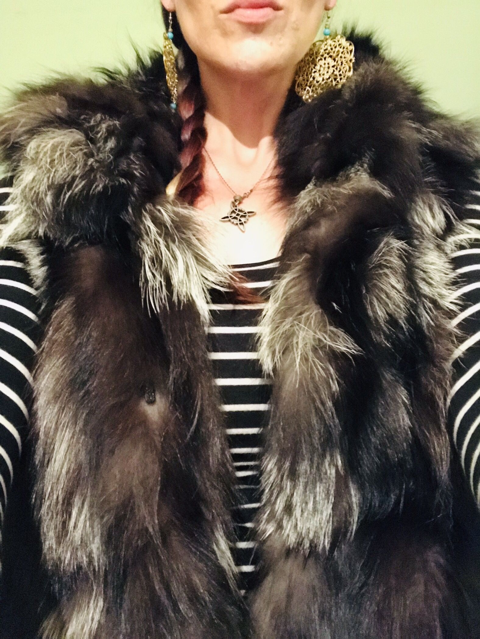 Winter Is Coming! $200 Obo Overland Fur Hoodie Vest Black/Silver Womans M