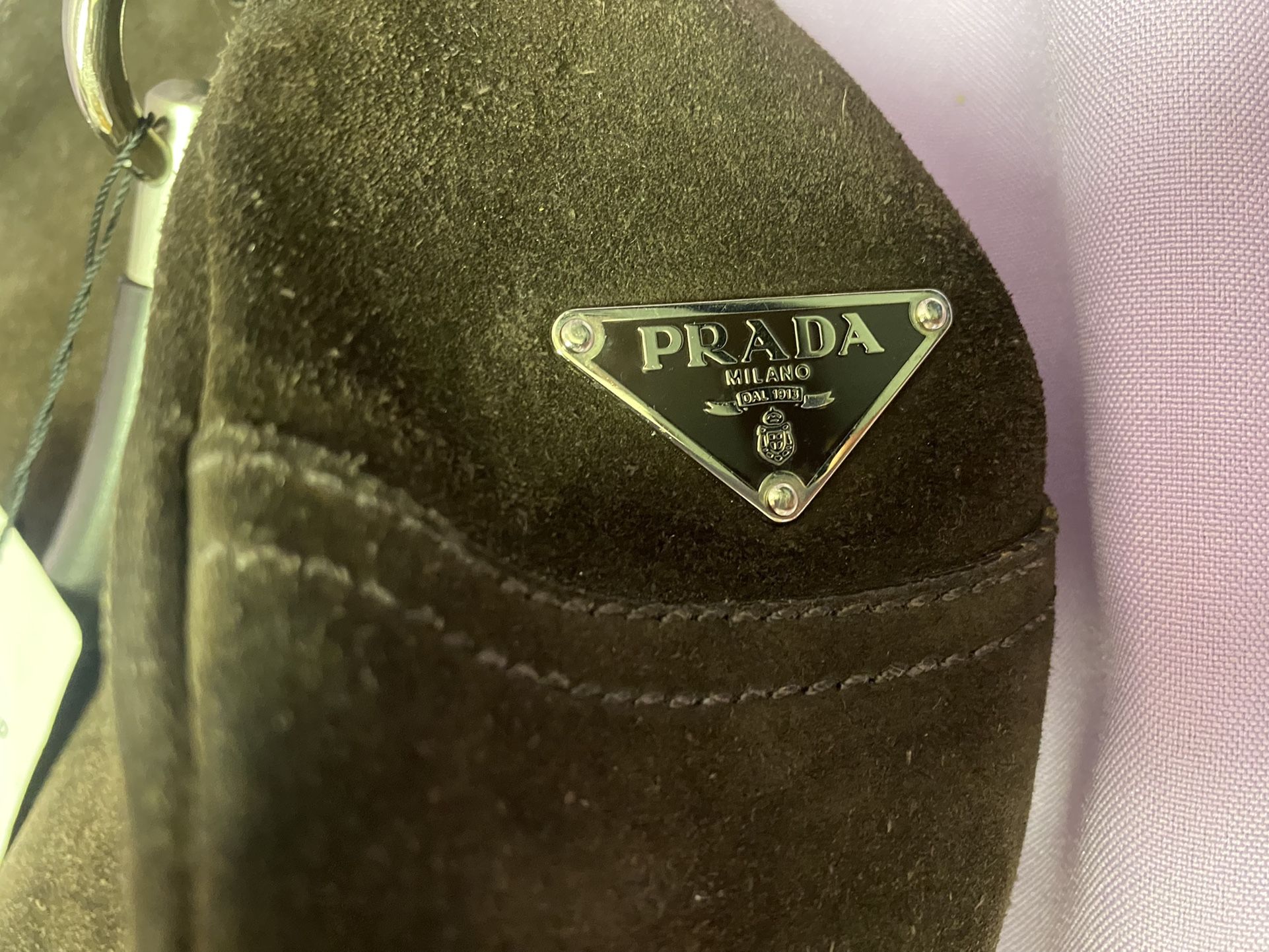 Authentic Prada Hand Bag Brown Suede Leather! Retail $1950!