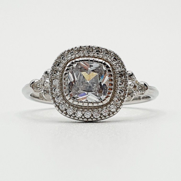 Luxury CZ Shiny Gem Macro Pave Square Noble Dainty Wedding Rings, K932
 
  