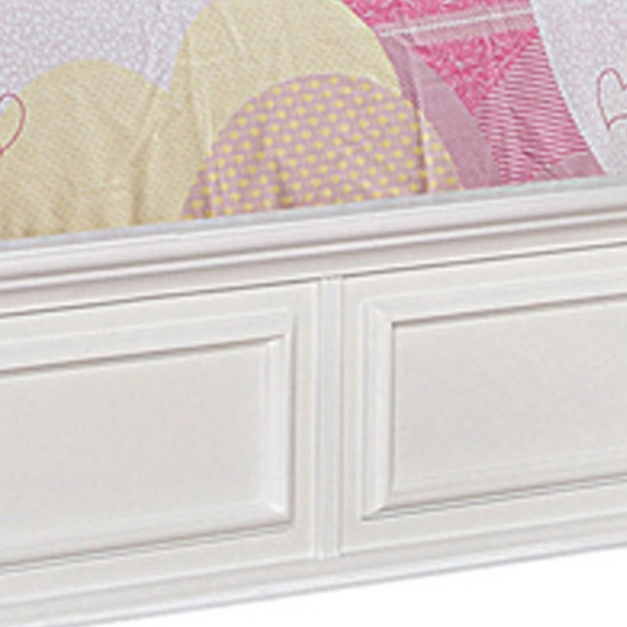 Saltoro Sherpi Wooden Twin Size Bed with Button Tufted Headboard, Pink and White