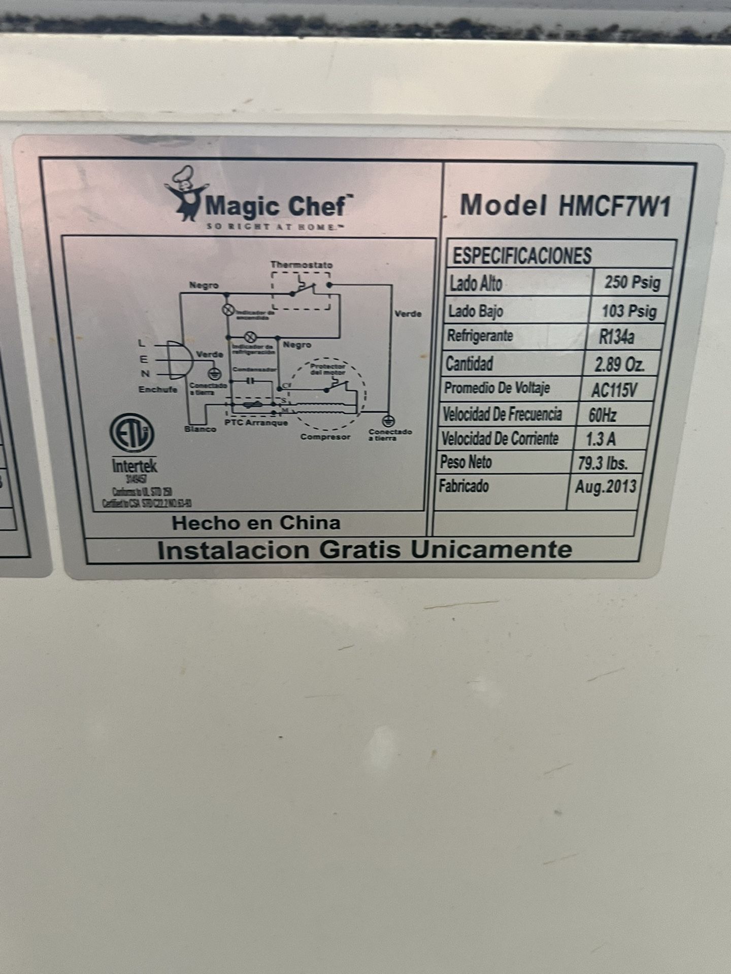 Magic Chef Freezer