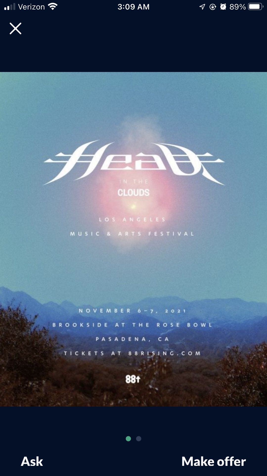 HEAD IN THE CLOUDS βοΈ πΆβπ«οΈ MUSIC πΆ & ARTS π FESTIVAL π€πΊπ»πΉSATURDAY & SUNDAY NOVEMBER 6-7 (2) WRISTBANDS ππ $200 EACH $400 FOR PAIR