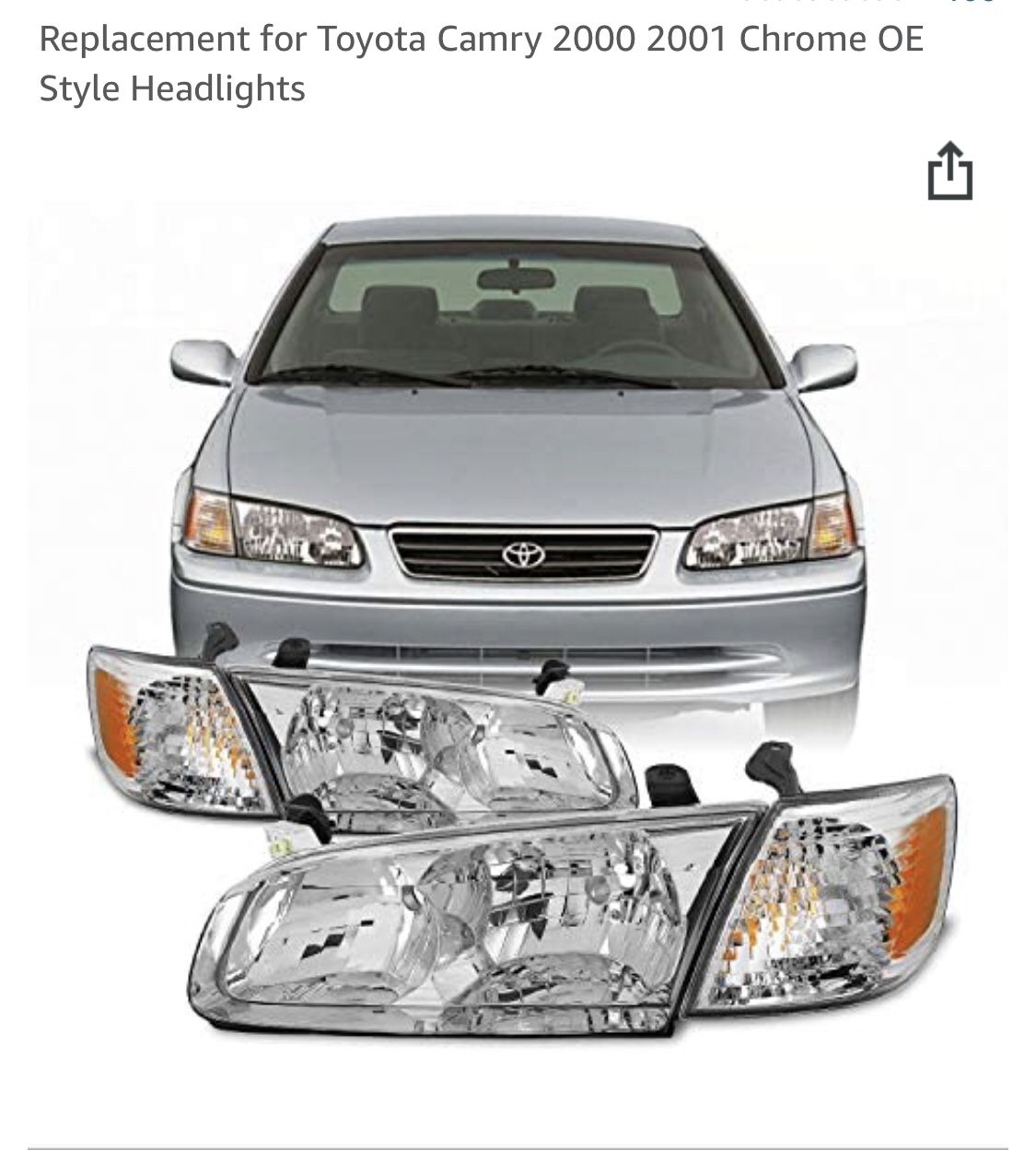 Toyota Camry OE Chrome Housing Headlights Replacement For 00-2001 Brand New In The Box 