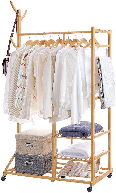 BRAND NEW IN BOX Clothing Rack Bamboo Garment Rack