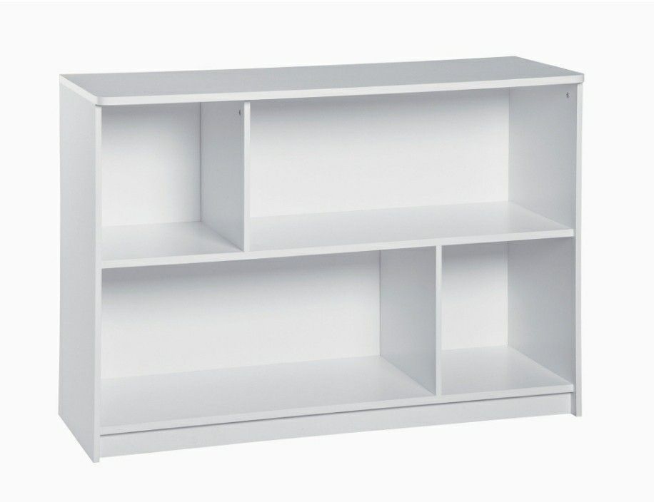 Sturdy 2-Tier Horizontal Storage Shelf/ Bookcase, White