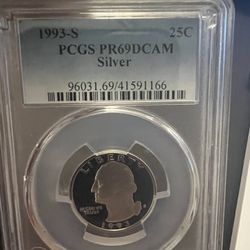 1993 S Silver Quarter PCGS PR69DCAM Thumbnail