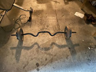 Curl bar and weights 56 pounds in weights Thumbnail