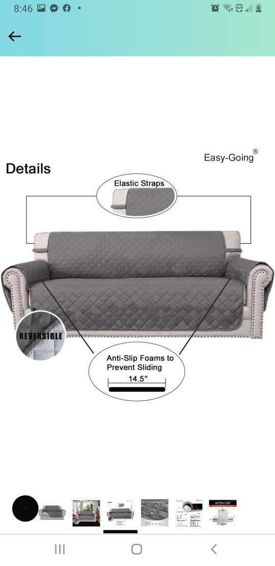 Easy-Going Sofa Slipcover Reversible Loveseat Cover Water Resistant Couch Cover Furniture Protector with Elastic Straps for Pets Kids Children Dog Cat