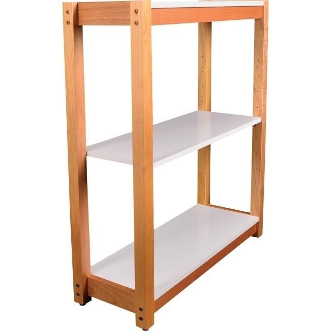 Lorell LLR34505 Mid-Century Modern 3-Shelf Bookcase, White