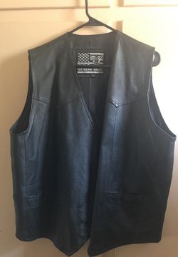 Leather vest, size Xl, USA extreme-biker, in good condition, asking $30, also Exl women’s Levi Victory outreach jacket asking $20 and and an 70’s bla Thumbnail