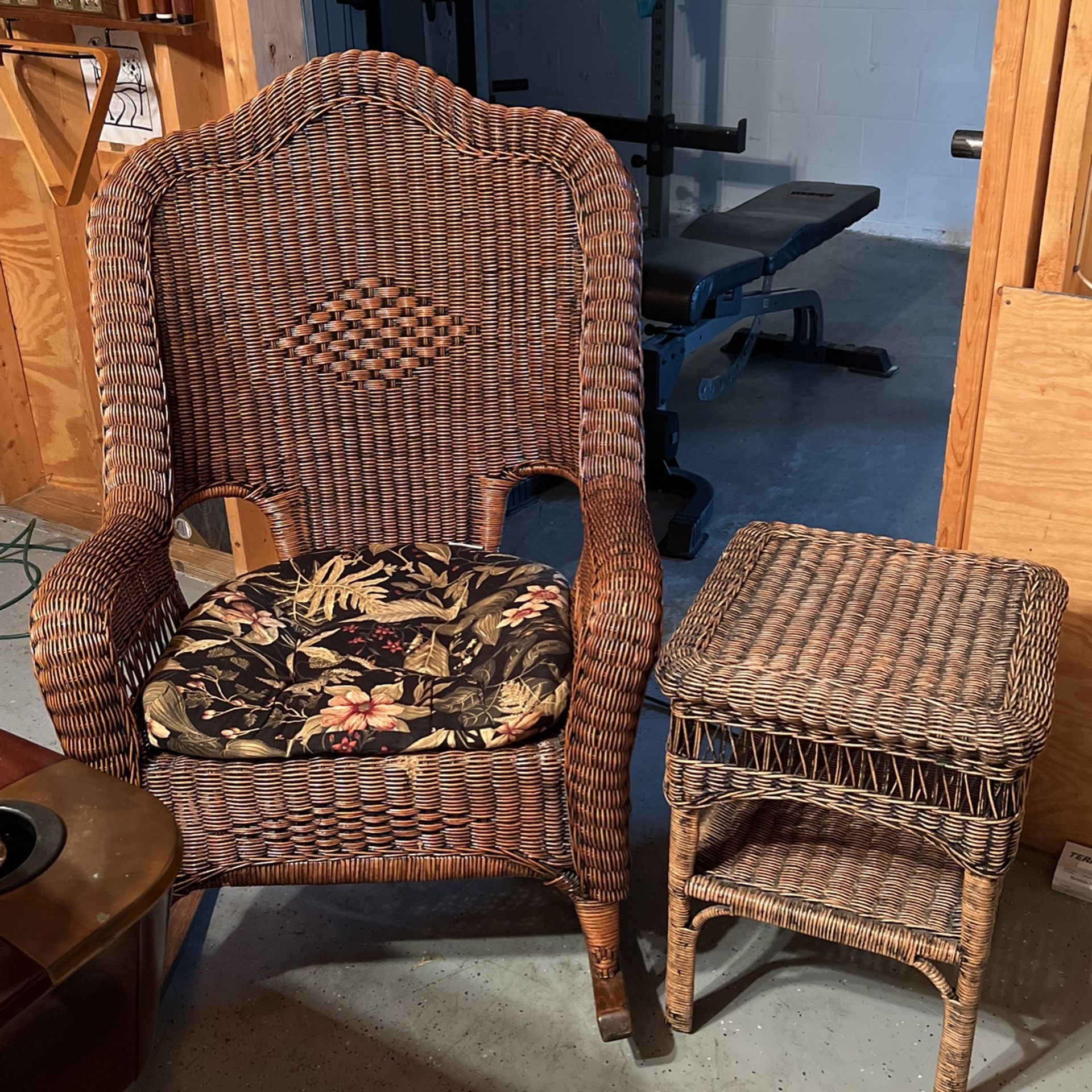 Wicker Rocking Chair & Matching Table