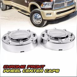 Chrome Dually Truck Front Wheel Center Caps Fit For 11-16 Dodge Ram 3500 1-Ton Thumbnail