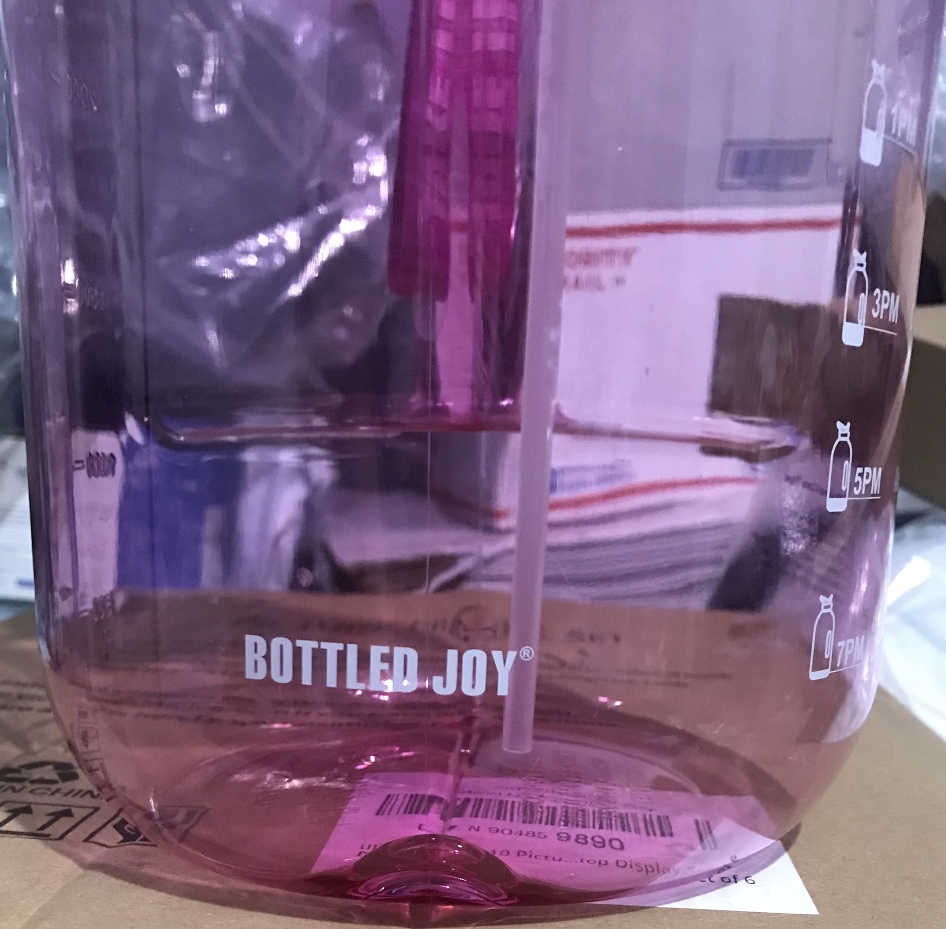 Open, Box NEW - Large Pink Water Bottle With Carry Strap - By: Bottled Joy