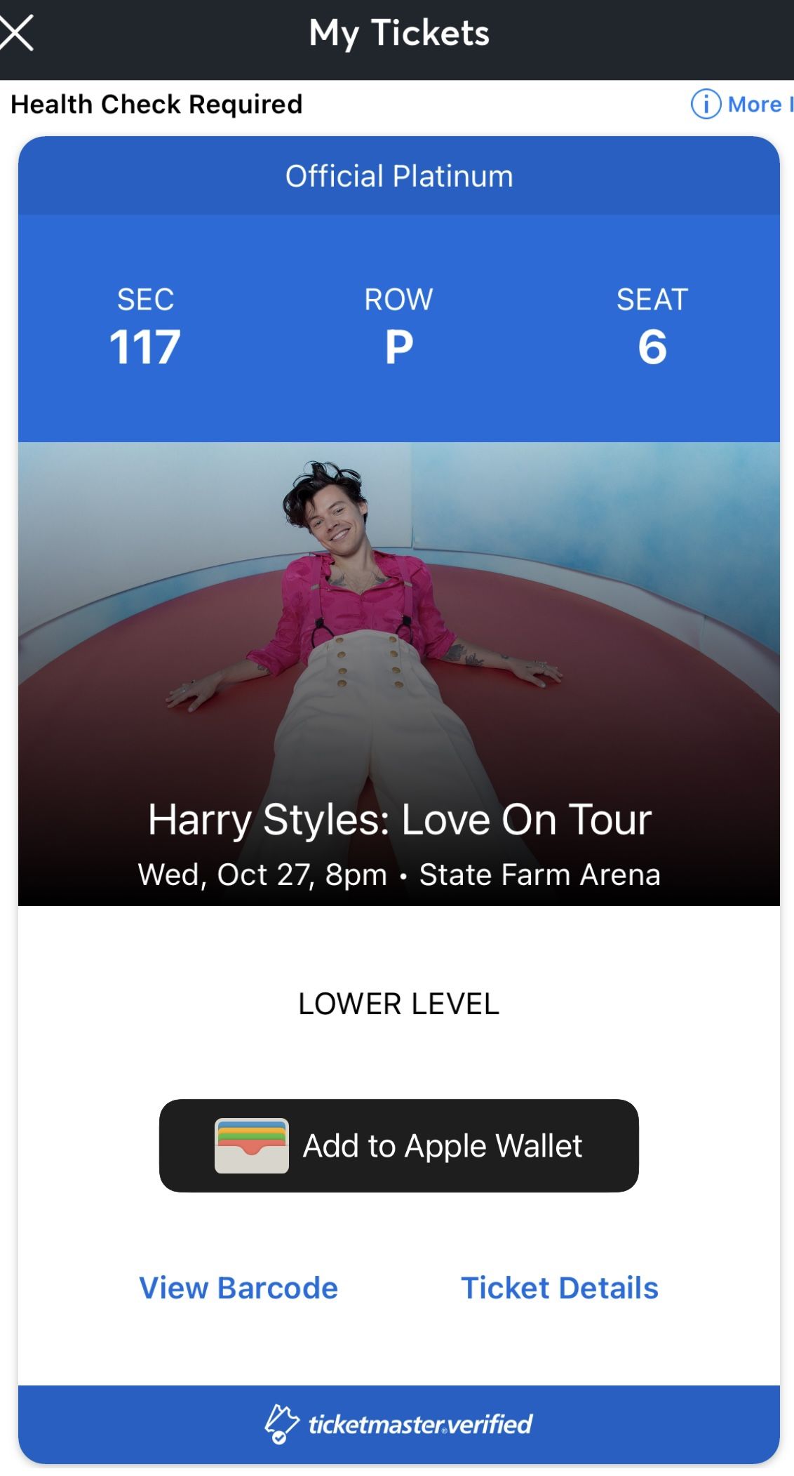 Harry Styles (2 Tickets) LOWER LEVEL SEC 117 Row P - Wed 10/27/21 - Atlanta