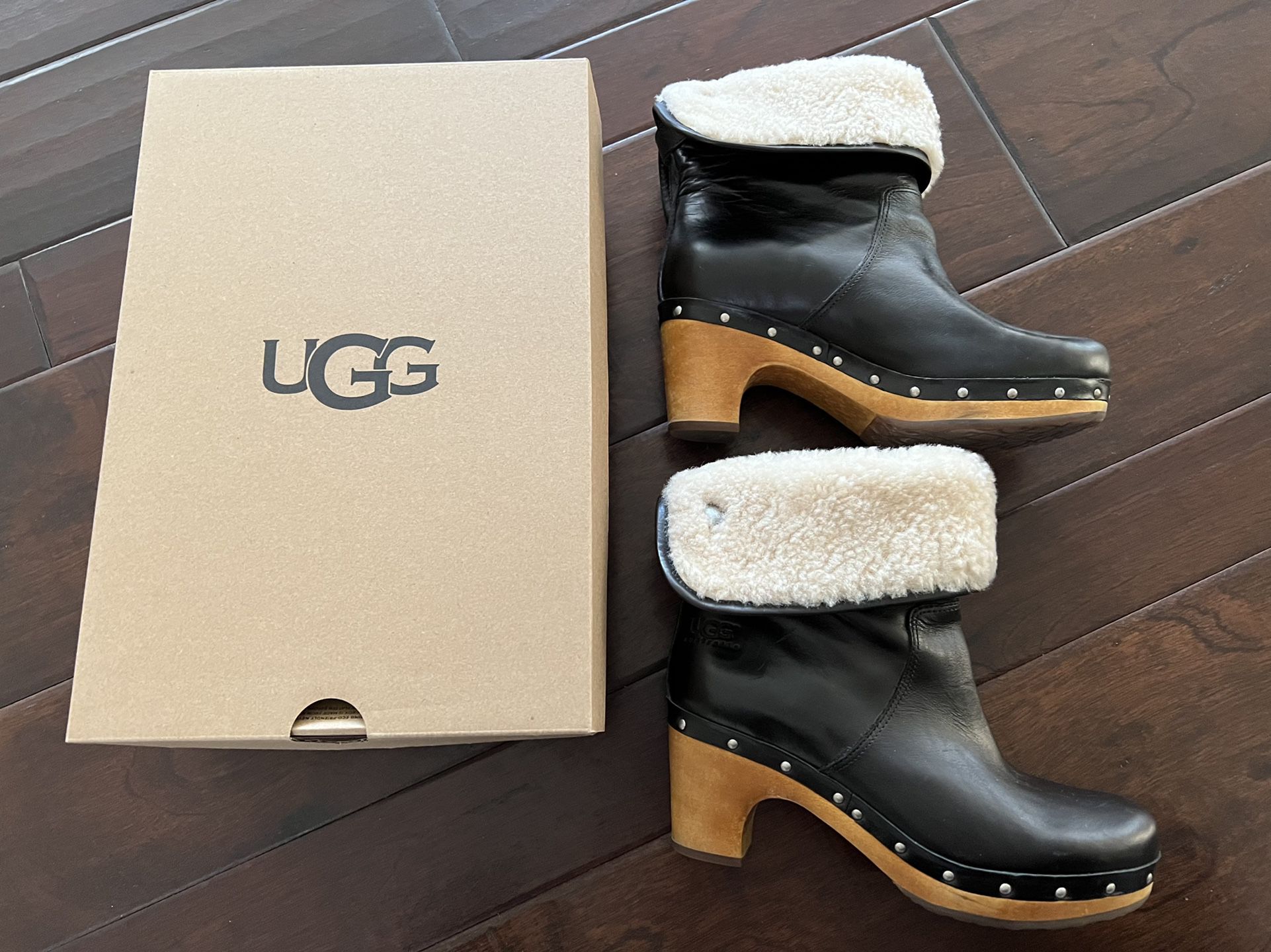 Ugg Leather Fur Boots Size 6