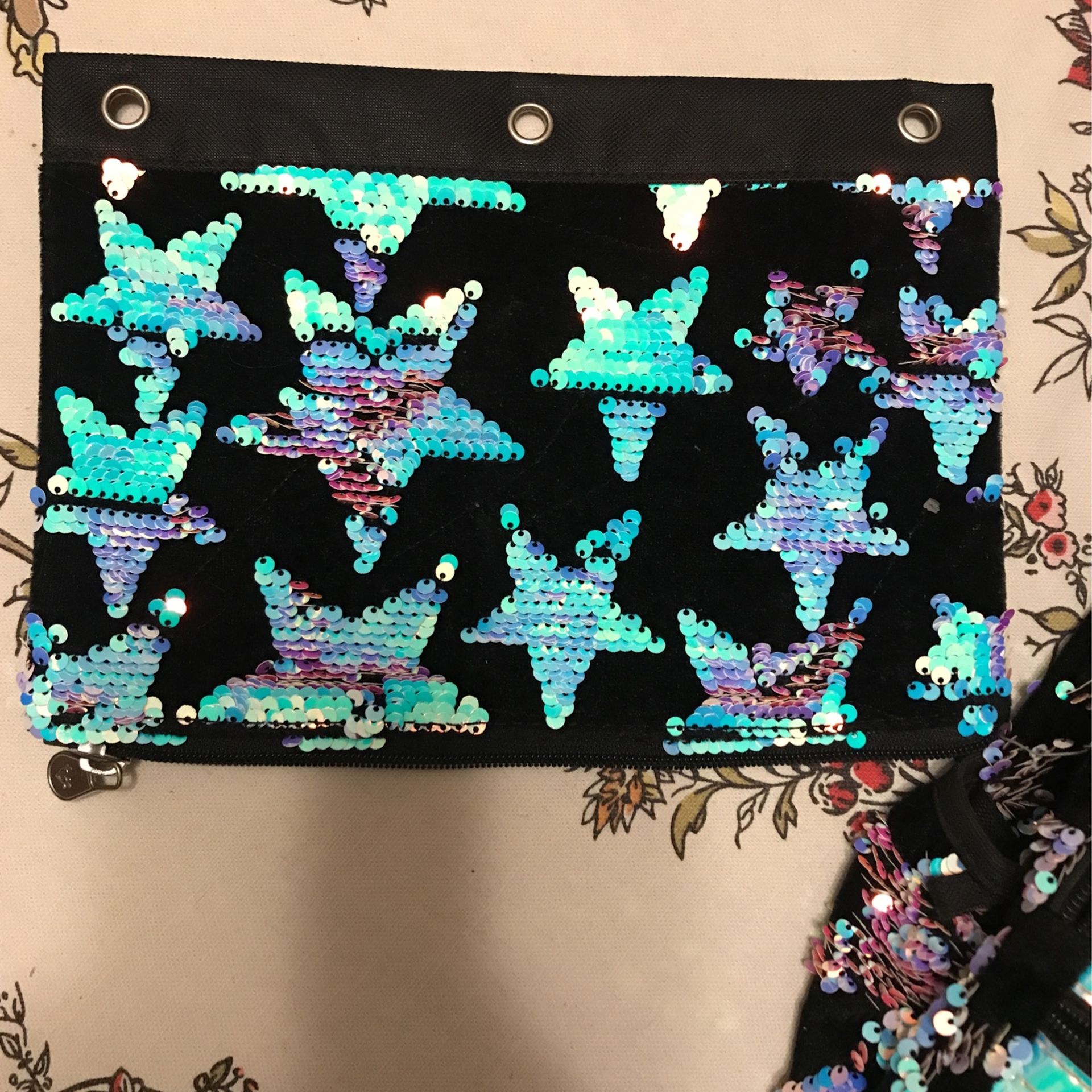 sparkly Justice backpac with matching pencil pouch