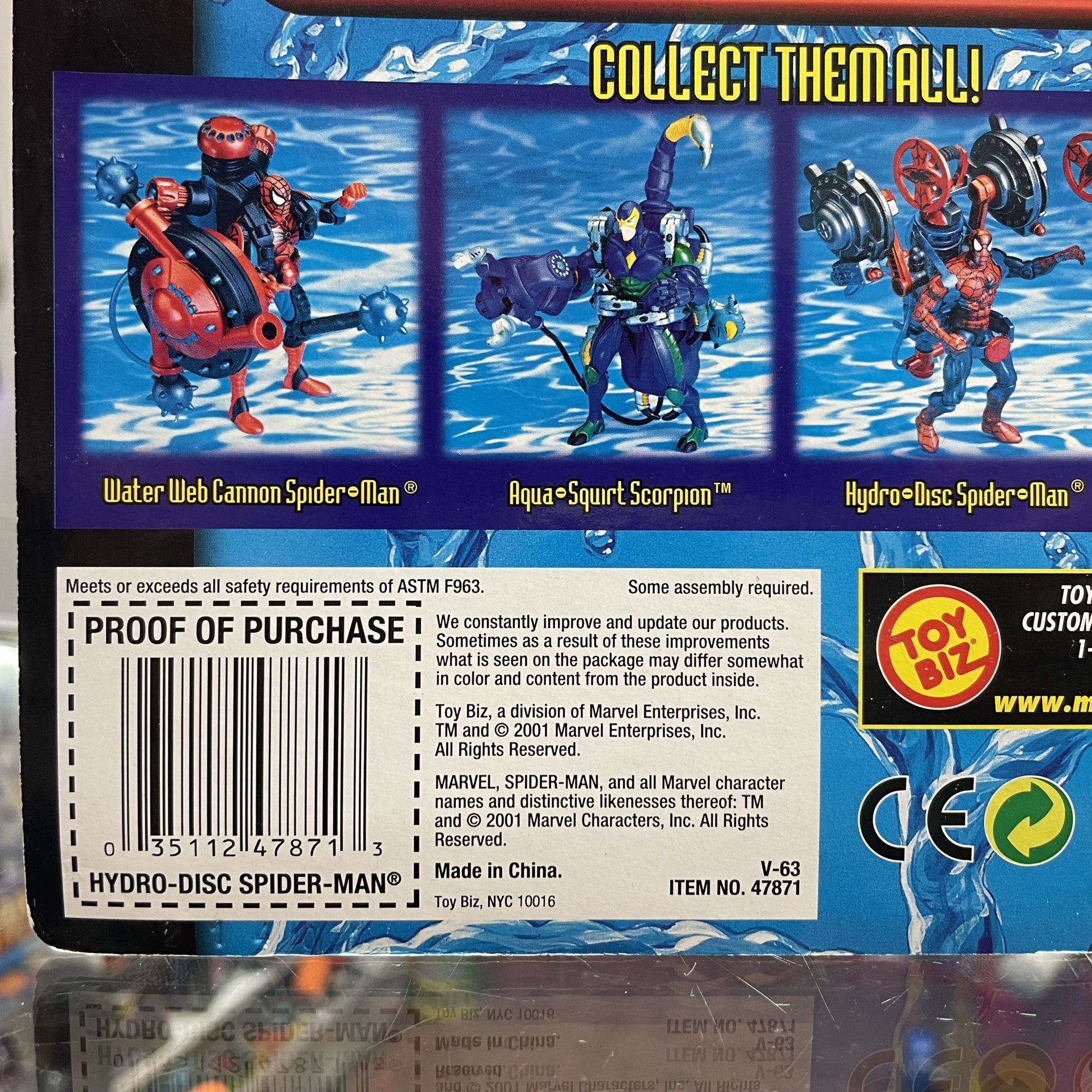 Vintage 2001 Toy Biz Marvel Spider-Man Classics Water Wars Hydro-Disc With Twin Aqua Disc Launcher Action Figure Toy NIB