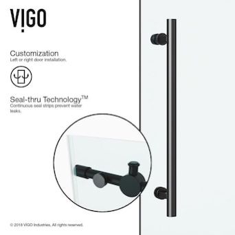 VIGO Elan 74-in H x 52-in to 56-in W Frameless Bypass/Sliding Matte Black Shower Door (Clear Glass) Model #VG6041MBCL5674