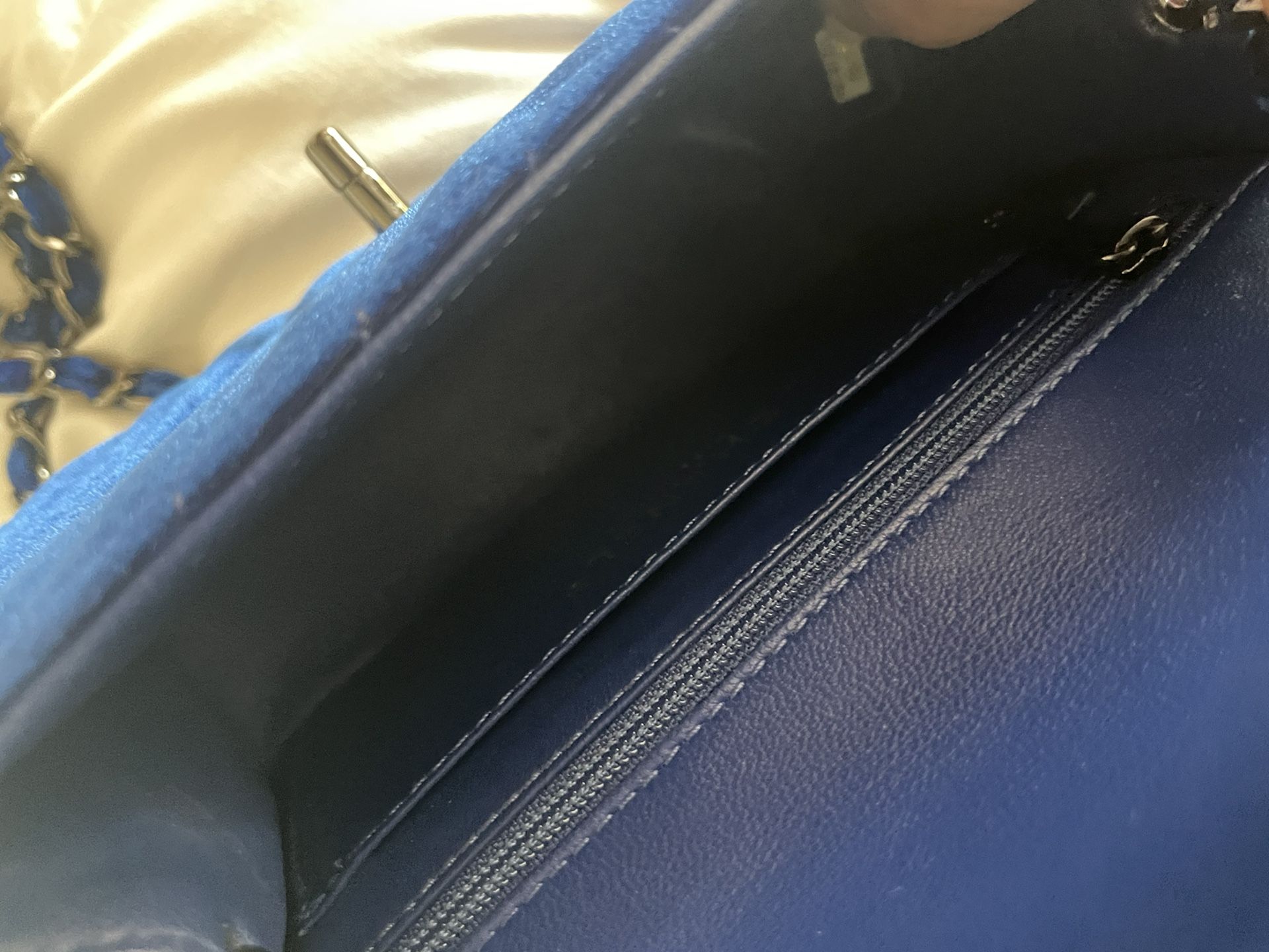 Authentic Chanel Velvet Small Bag Blue