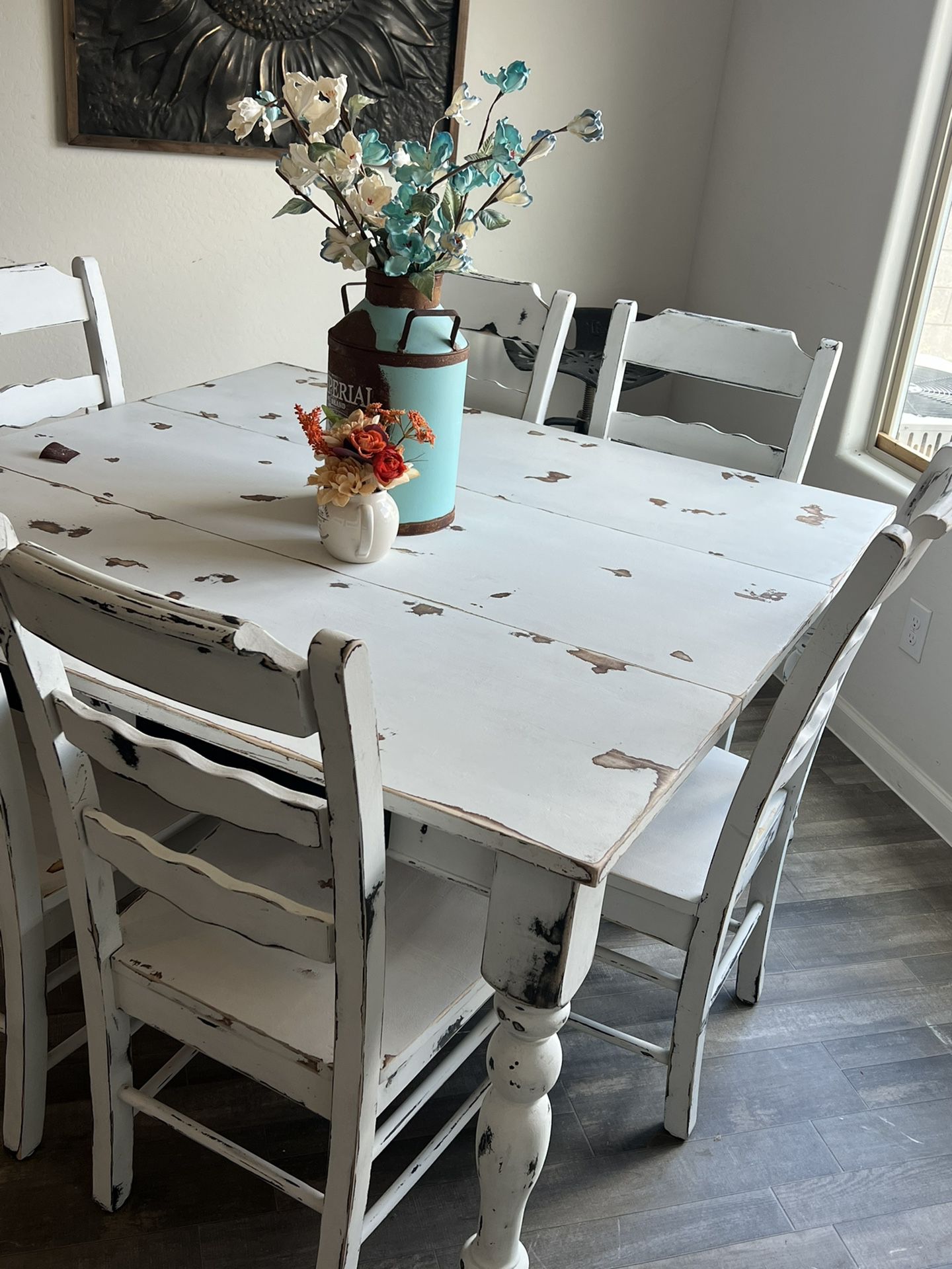 Farmhouse, Shabby Chic, Distressed Dining Table Seats Up To 8