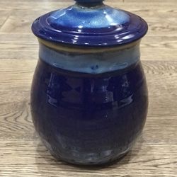 Tumbleweed Pottery Blue Ceramic Sugar Jar / Container With Lid Thumbnail